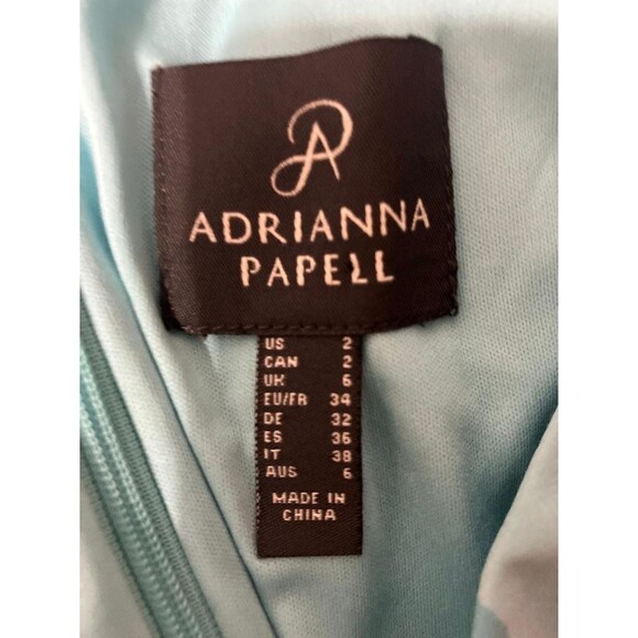 Adrianna Papell Floral Flutter Sleeve Wrap Dress Size 2 Aqua Pink Ruffle Hem - Picture 6 of 8